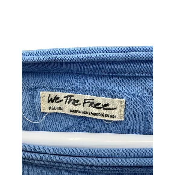 We The Free Top Oversized Puff Sleeve Cropped Pullover Sz Medium Blue - Picture 6 of 12